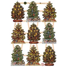 Small Decorated Christmas Tree Scraps ~ Germany